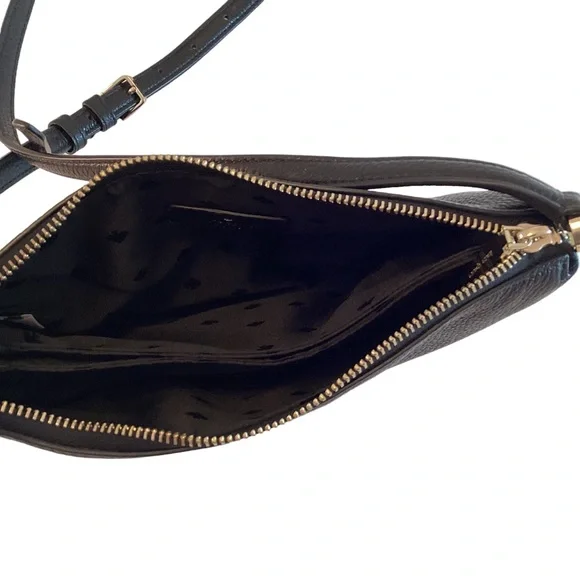 Kate Spade Purse Leila Triple Gusset Crossbody Black Pebbled Leather Medium Bag - Picture 5 of 13